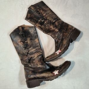 Born Brown Ankle Boots with Red Star Detail